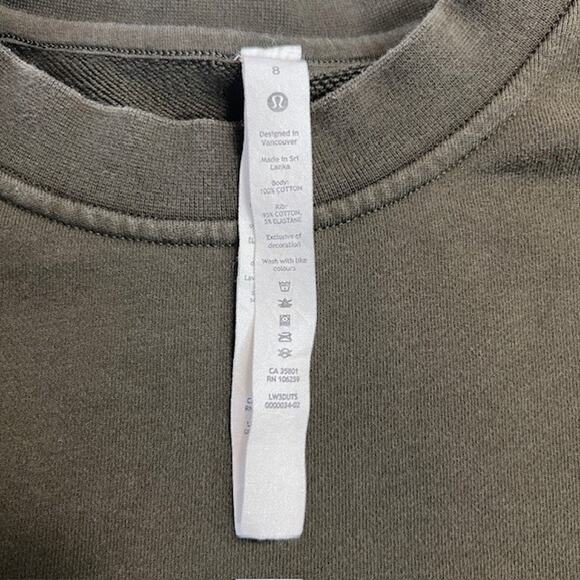 Lululemon Sweatshirt Women's 8 Olive Green Cotton Crew Neck Pullover Oversized - Picture 7 of 7